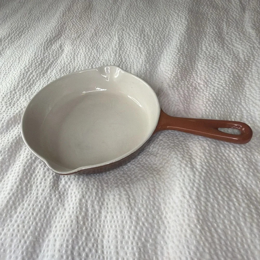 Vtg #16 Cousance LE CREUSET Skillet Flame Orange Enamel Cast Iron 6.5